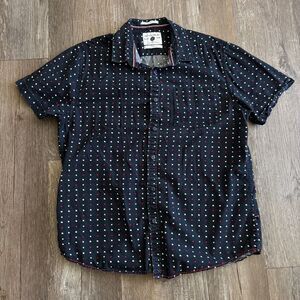 Cactus Man Black w/ Red & White Designs Button Down Shirt 100% Cotton Slim fit